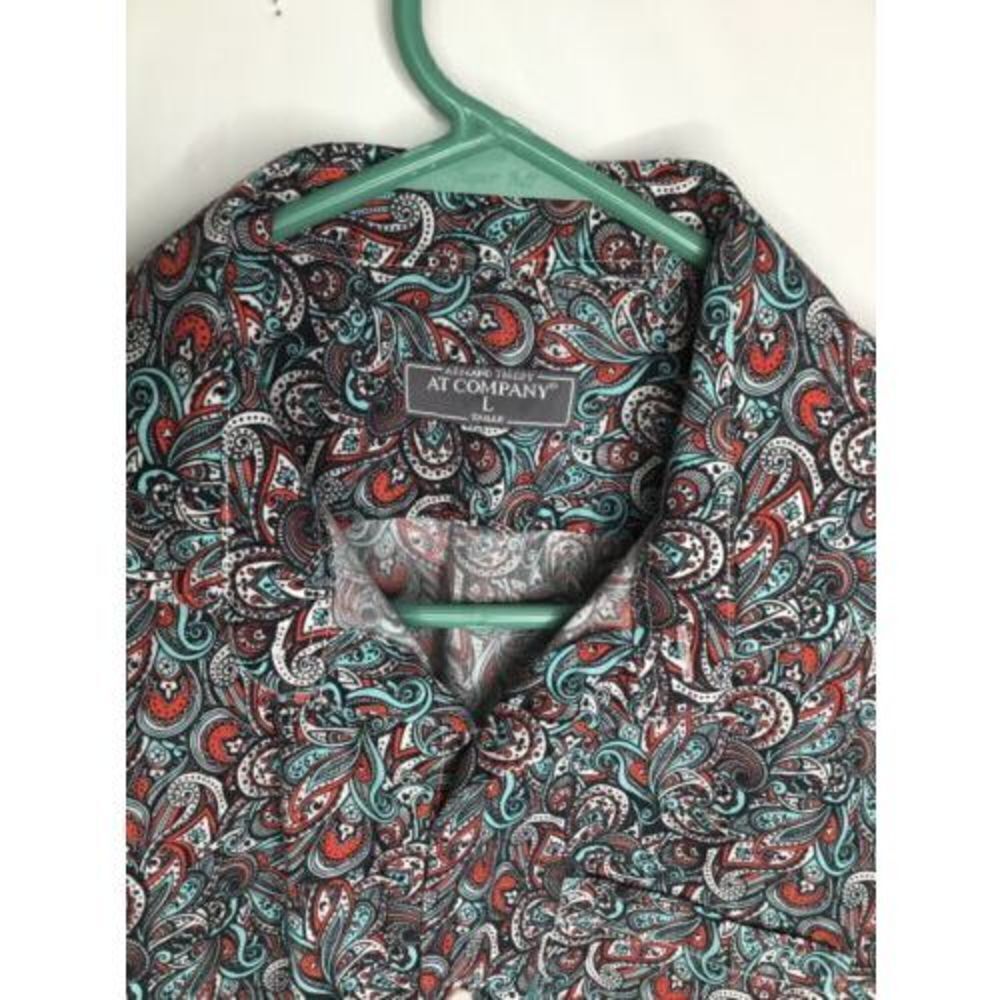 Armand Thiery Men’s L Large Shirt Button Down / Up Short sleeve Cotton Paisley